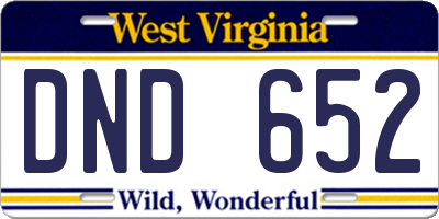 WV license plate DND652