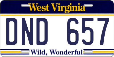 WV license plate DND657