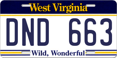 WV license plate DND663