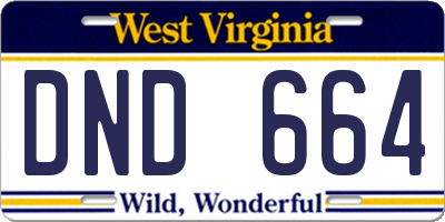 WV license plate DND664