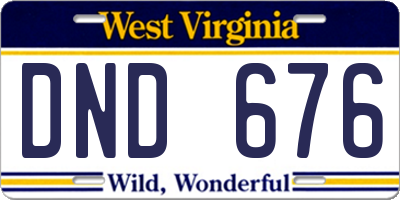 WV license plate DND676