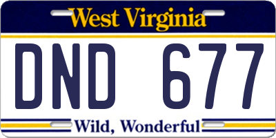 WV license plate DND677