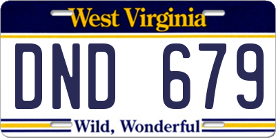 WV license plate DND679