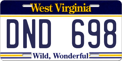 WV license plate DND698