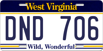 WV license plate DND706