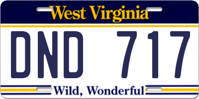 WV license plate DND717