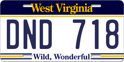 WV license plate DND718