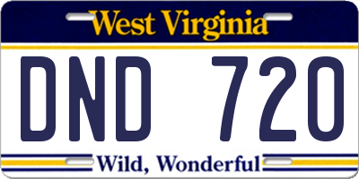 WV license plate DND720