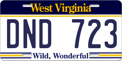 WV license plate DND723