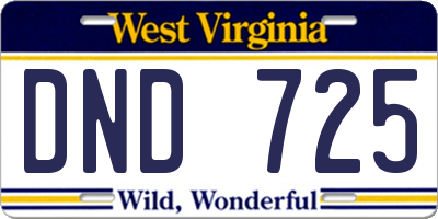 WV license plate DND725