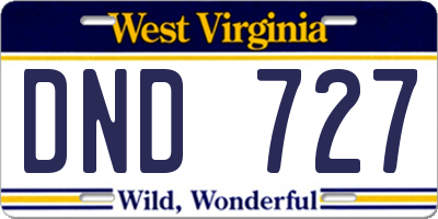 WV license plate DND727