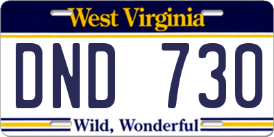 WV license plate DND730