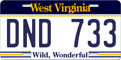 WV license plate DND733