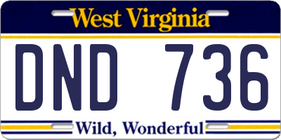 WV license plate DND736