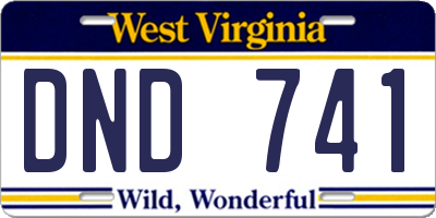 WV license plate DND741