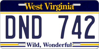 WV license plate DND742