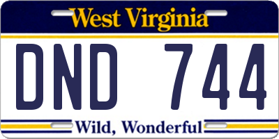 WV license plate DND744