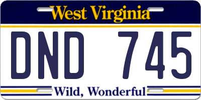 WV license plate DND745