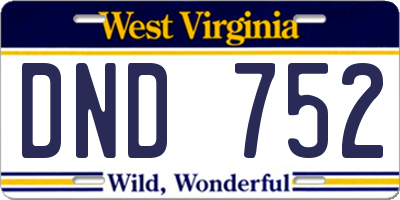 WV license plate DND752