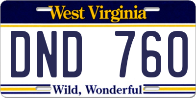 WV license plate DND760