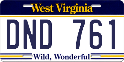 WV license plate DND761