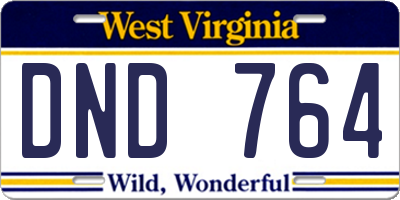 WV license plate DND764