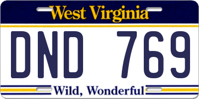 WV license plate DND769