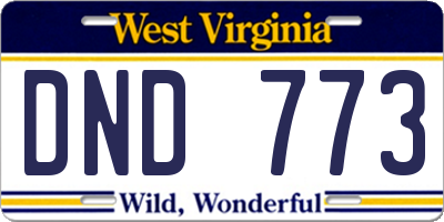 WV license plate DND773