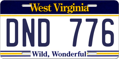 WV license plate DND776