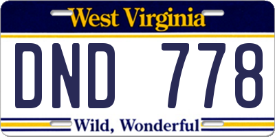 WV license plate DND778