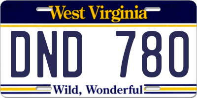 WV license plate DND780