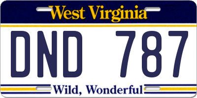 WV license plate DND787