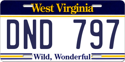 WV license plate DND797