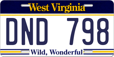 WV license plate DND798