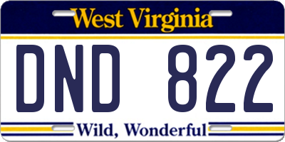 WV license plate DND822