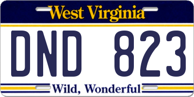 WV license plate DND823