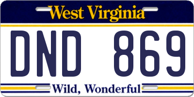 WV license plate DND869