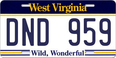 WV license plate DND959
