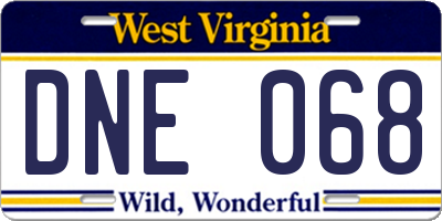 WV license plate DNE068