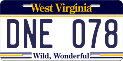 WV license plate DNE078