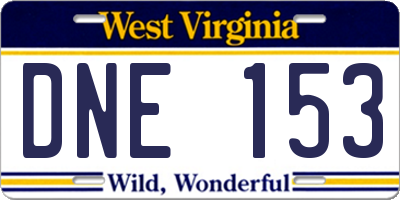 WV license plate DNE153