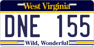 WV license plate DNE155