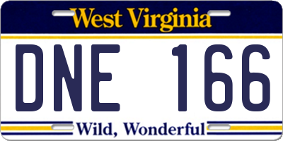 WV license plate DNE166