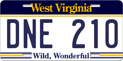 WV license plate DNE210