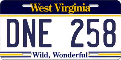 WV license plate DNE258