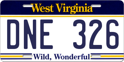 WV license plate DNE326