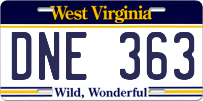WV license plate DNE363