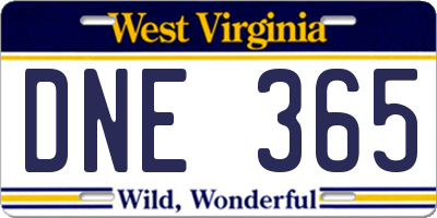 WV license plate DNE365