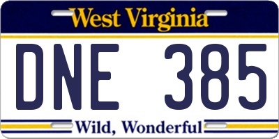 WV license plate DNE385