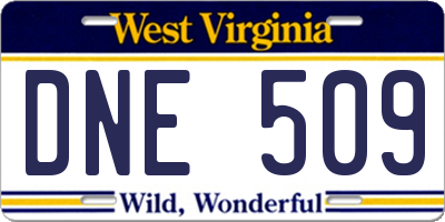 WV license plate DNE509